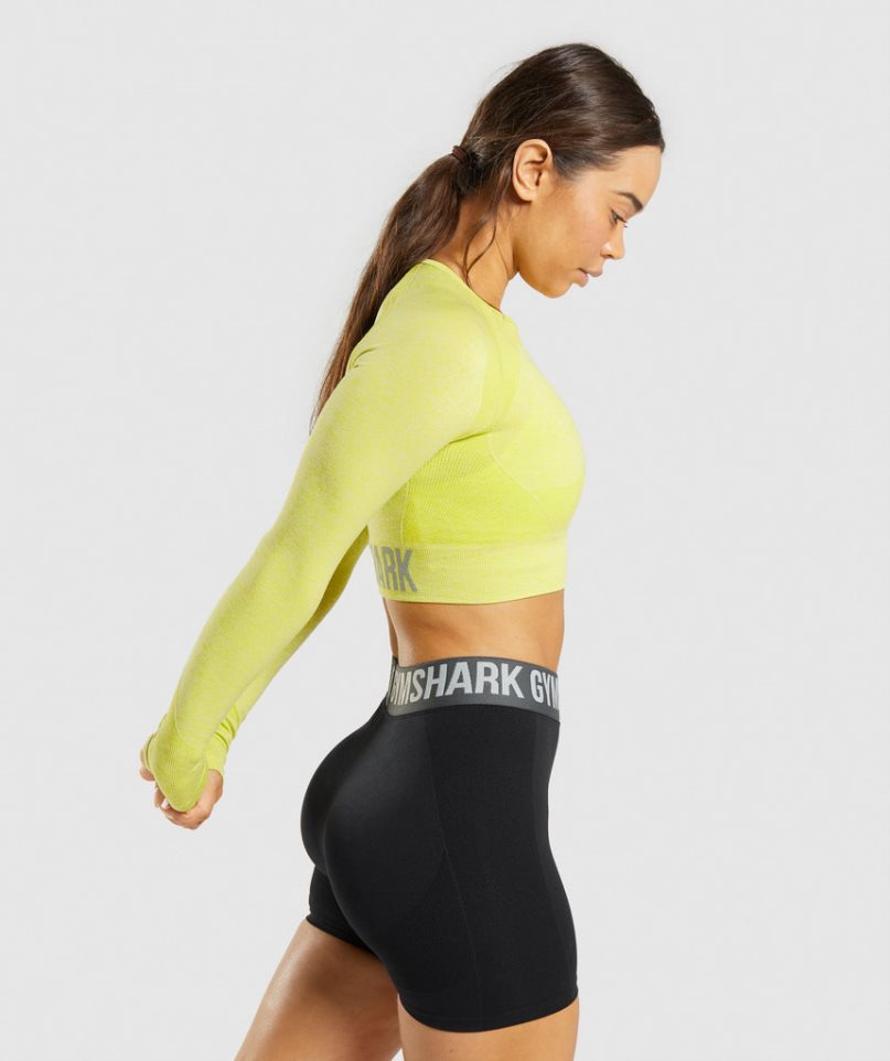 Przycięte Topy Gymshark Flex Sports Long Sleeve Damskie Żółte | PL 146DSX